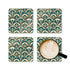 Art Deco Peacock Inspired Corkwood Coaster Set - Mid Century Modern Gal