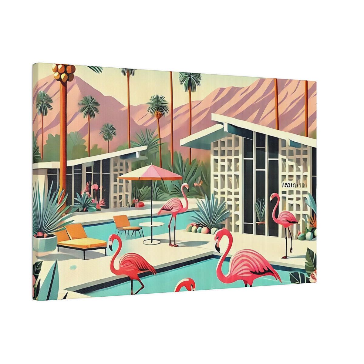 50s Mid Century Modern Wall Art, Palm Springs Flamingo Breeze Block MCM Art - Mid Century Modern Gal