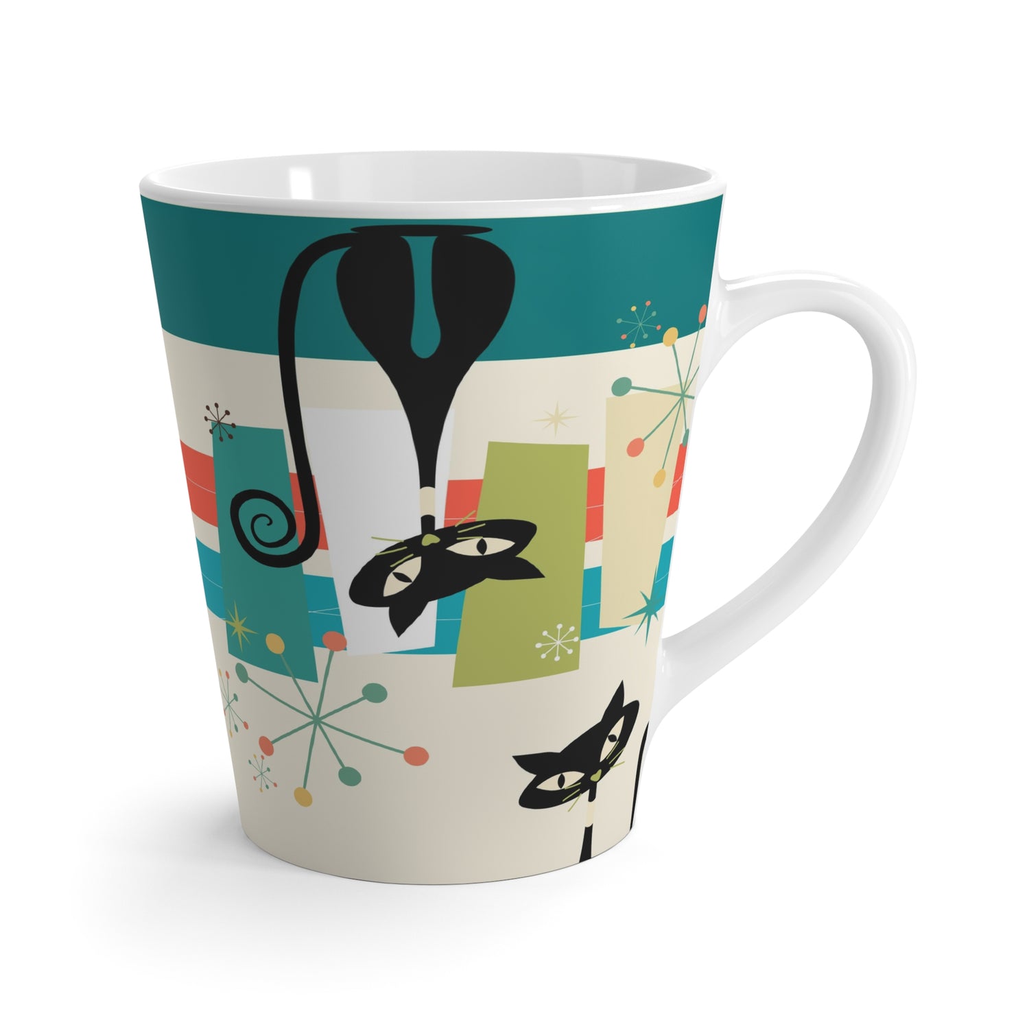 Atomic Cats, Quirky Kitschy Mid Century Modern, Coffee, Tea Latte Mug