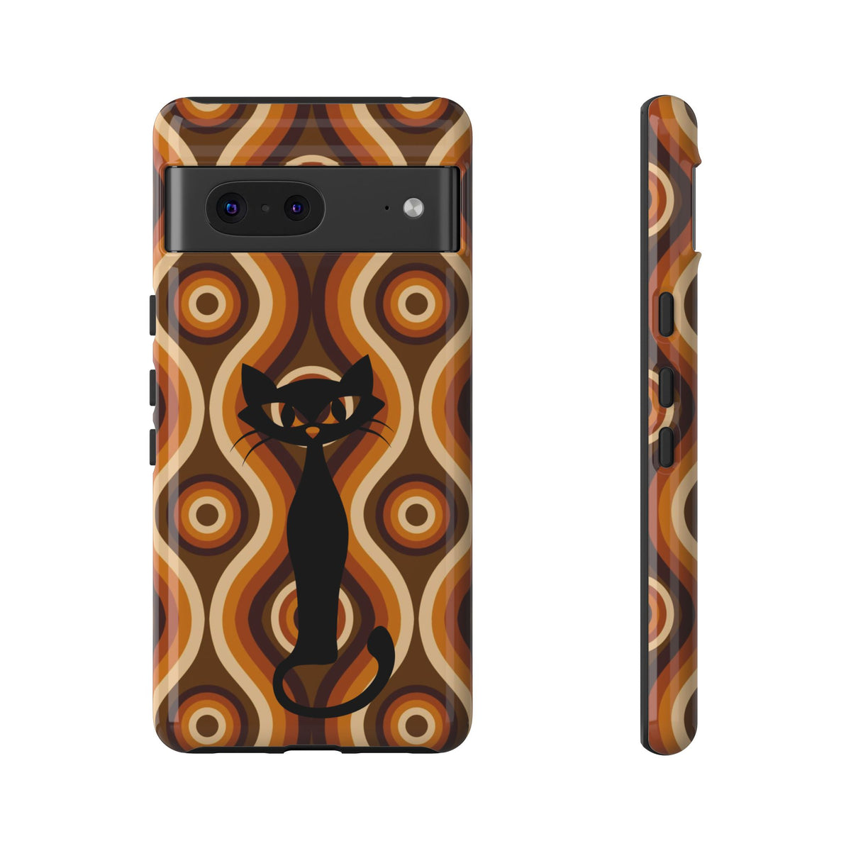 Retro Phone Case, Groovy Brown, Atomic Kitsch Cat Tough Smart Phone Cases