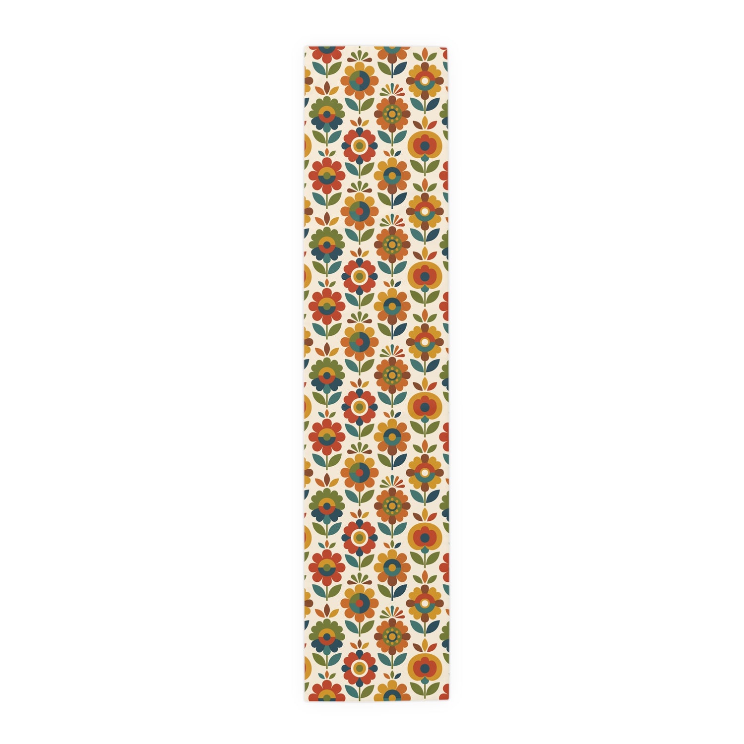 Mid Century Modern Scandinavian Floral Earth Tones Table Runner - Mid Century Modern Gal