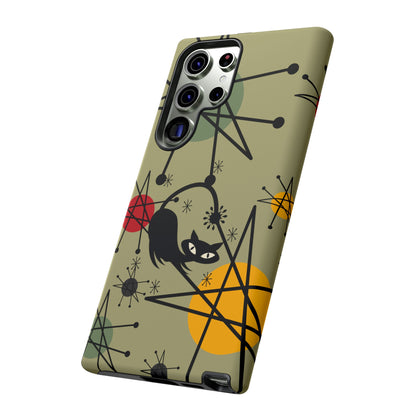 Mid Century Modern Atomic Cat, Retro Chic Groovy Mod Samsung, Smart Phone Tough Cases