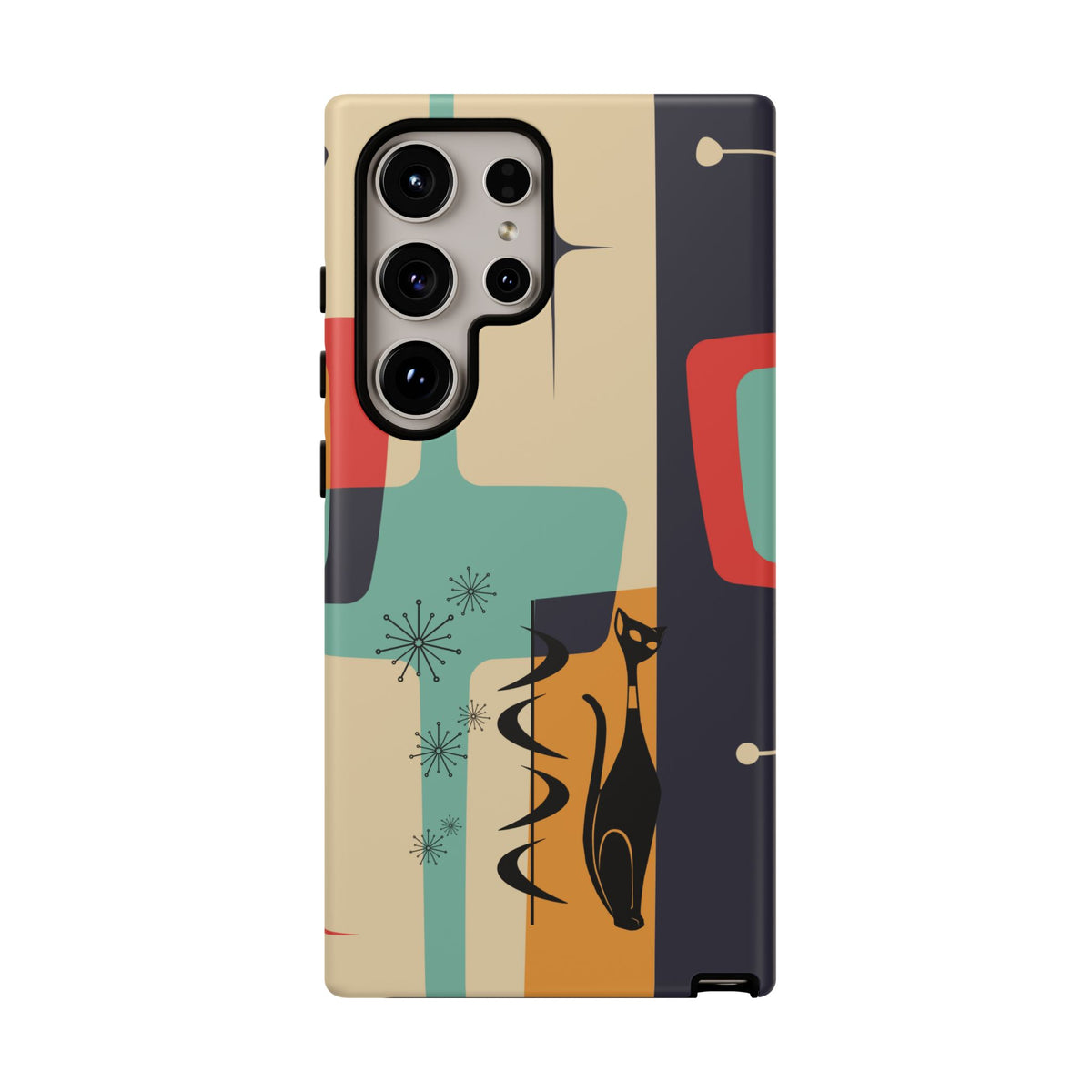 Mid Century Modern, Geometric, Atomic Cat Groovy Smart Phones Tough Phone Cases