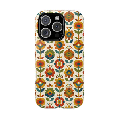 Mid Century Modern Scandinavian Floral Earth Tones Tough Phone Case