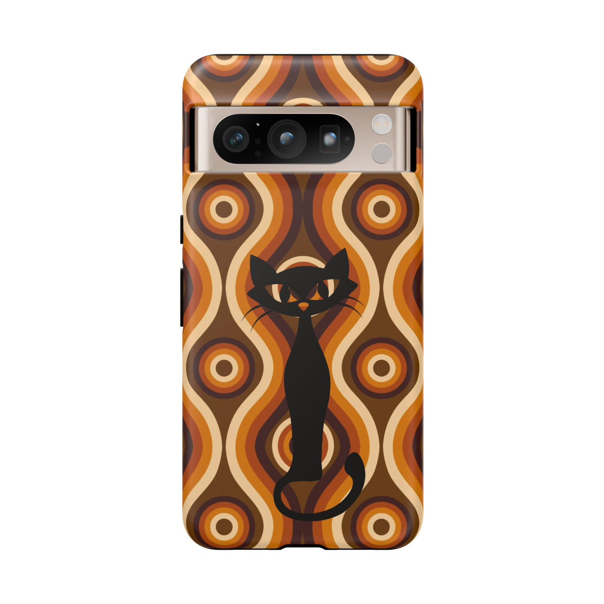 Retro Phone Case, Groovy Brown, Atomic Kitsch Cat Tough Smart Phone Cases