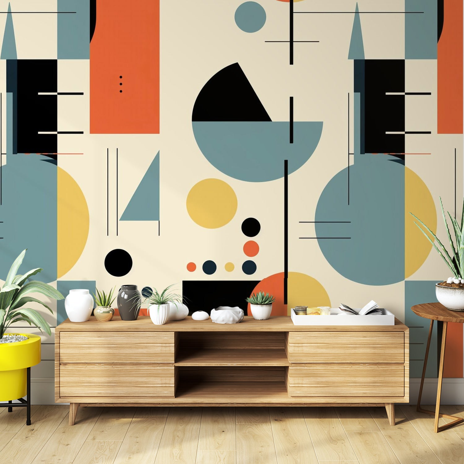 Mid Century Modern Bauhaus Geometric Designed Peel And Stick Wall Murals