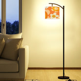 Retro Flower Power Orange, Yellow Mod Mid Century Modern Arc Floor Lamp - Mid Century Modern Gal