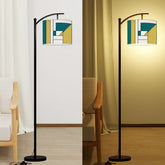 Bauhaus Designed Geometric Green, Teal Mid Century Modern Arc Floor Lamp - Mid Century Modern Gal
