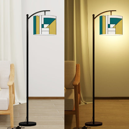 Bauhaus Designed Geometric Green, Teal Mid Century Modern Arc Floor Lamp - Mid Century Modern Gal
