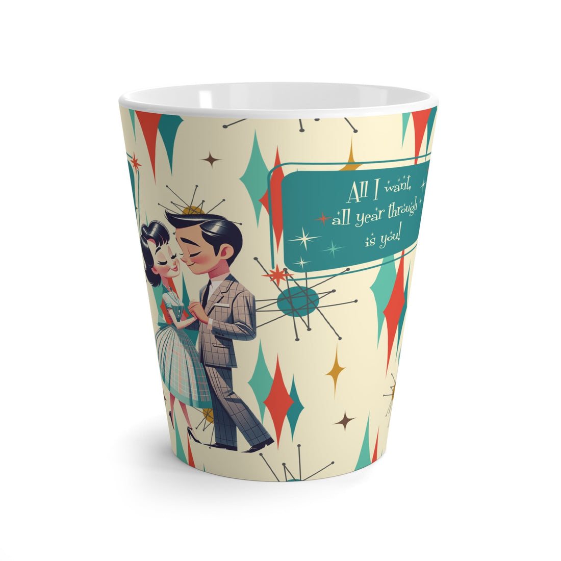 Mid Century Modern Sweetheart Kitschy Atomic Coffee, Tea Latte Mug Mug 12oz