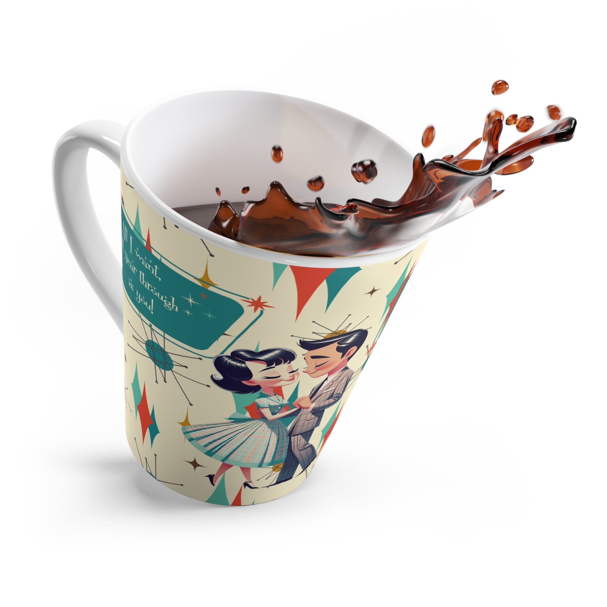 Mid Century Modern Sweetheart Kitschy Atomic Coffee, Tea Latte Mug Mug 12oz