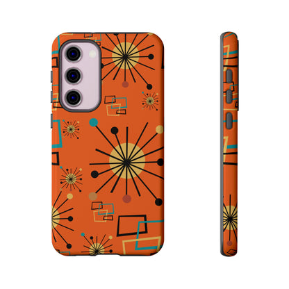 Mid Century Modern Sinatra Orange, Starburst, Geometric Funky Fun Tough Phone Case - Mid Century Modern Gal