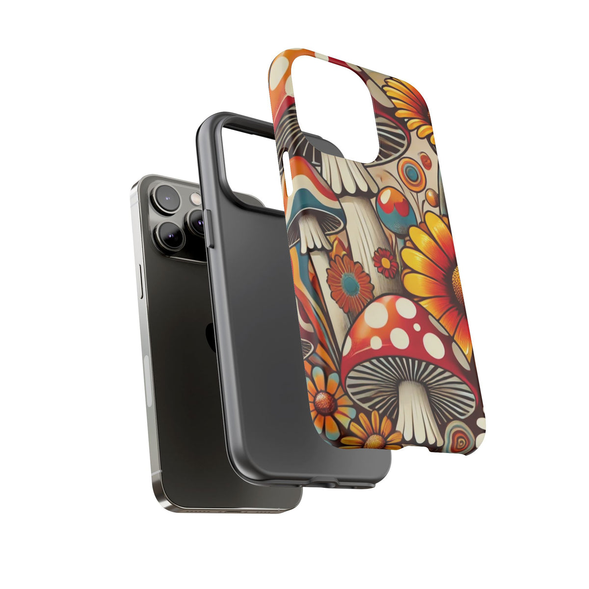 Colorful Mushroom Flower Phone Case - Boho Chic Design