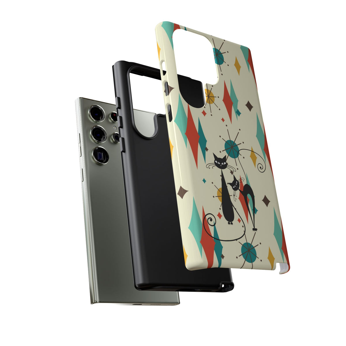 Atomic Kitty Cat, Mid Mod Franciscan Pattern, Kitsch Tough Phone Cases