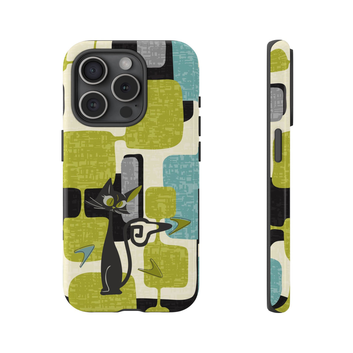 Mid Century Modern Geometric Kitschy Cat, Boomerang Retro Smart Phone Tough Cases