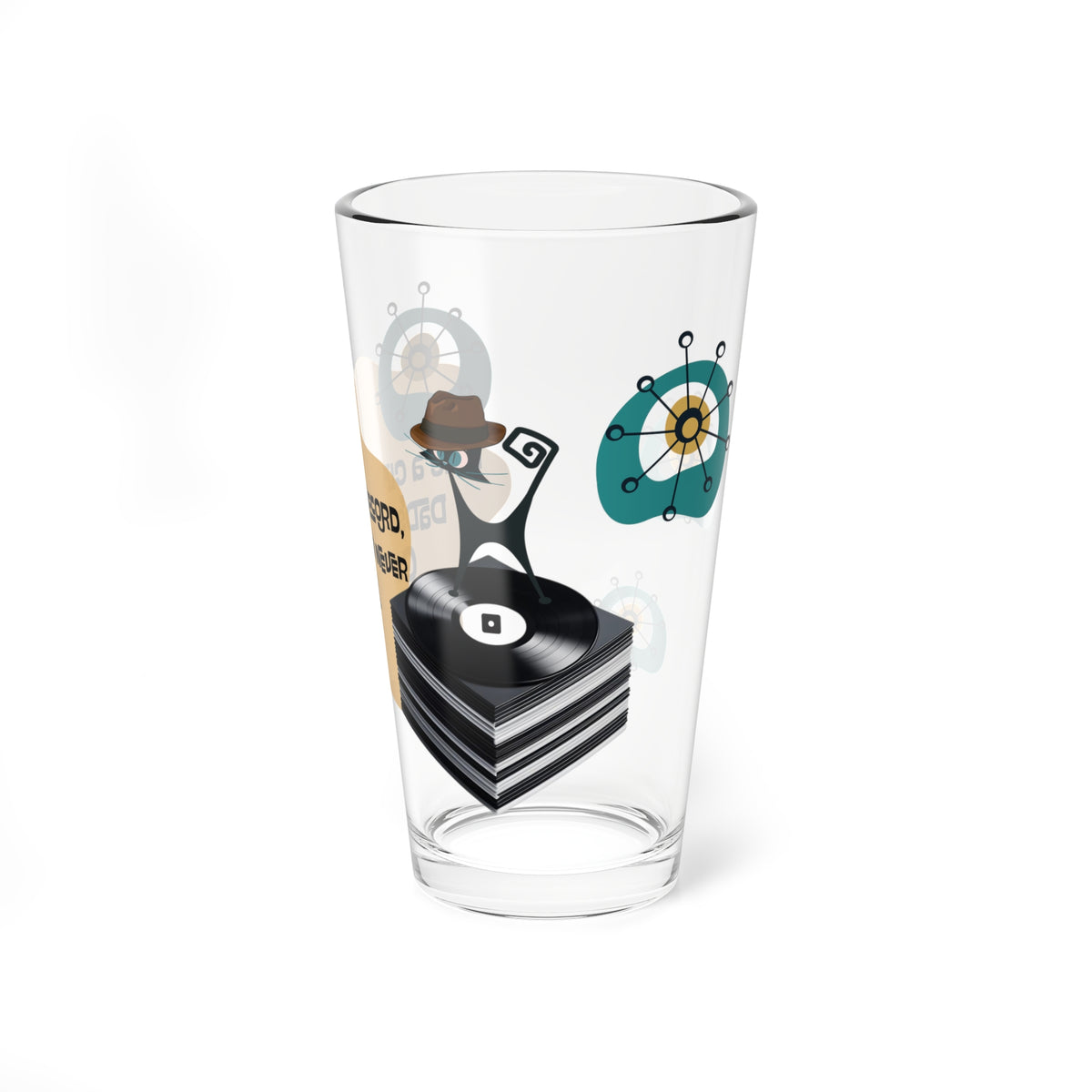 Dad's Beer Glass, Father's Day Gift, Dad Birthday, Mid Century Modern Atomic Cat, MCM Designed by MCM GAL - Mid Century Modern Gal