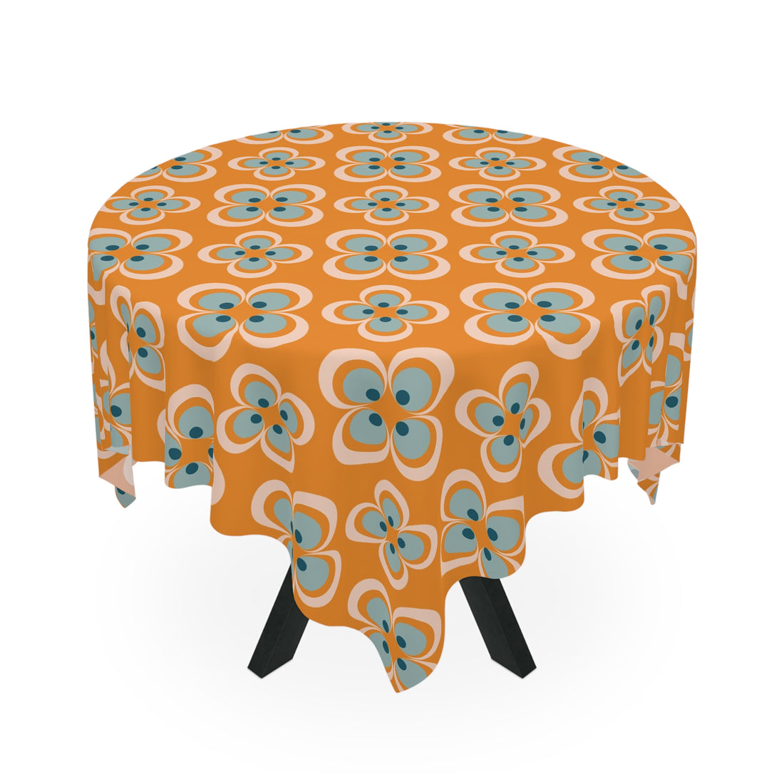 Mid Century Modern Scandinavian Designed Orange, Blue Mod Retro Tablecloth - Mid Century Modern Gal