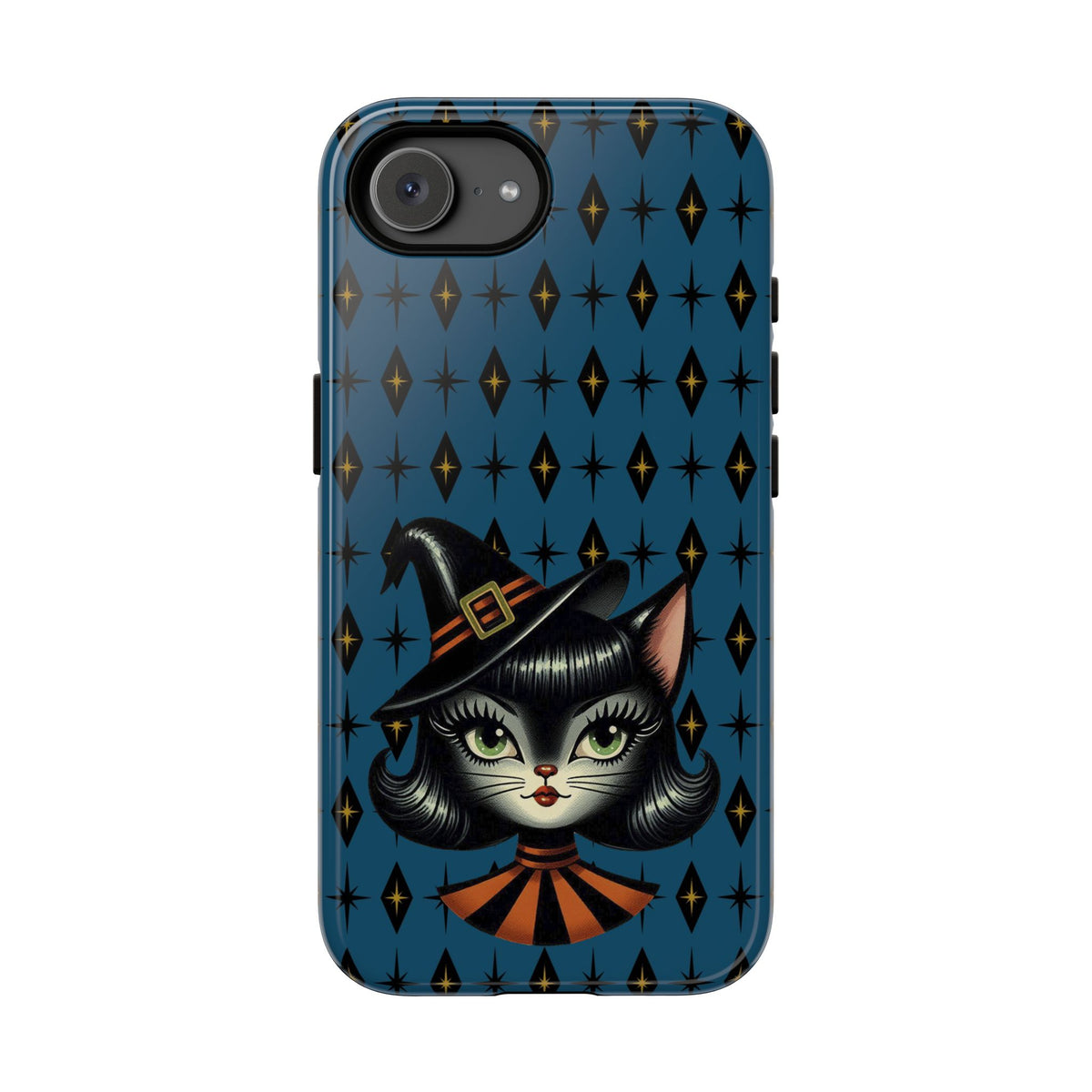 Vintage Halloween Black Cat Sexy Sexton Mid Century Modern Blue Tough Phone Case