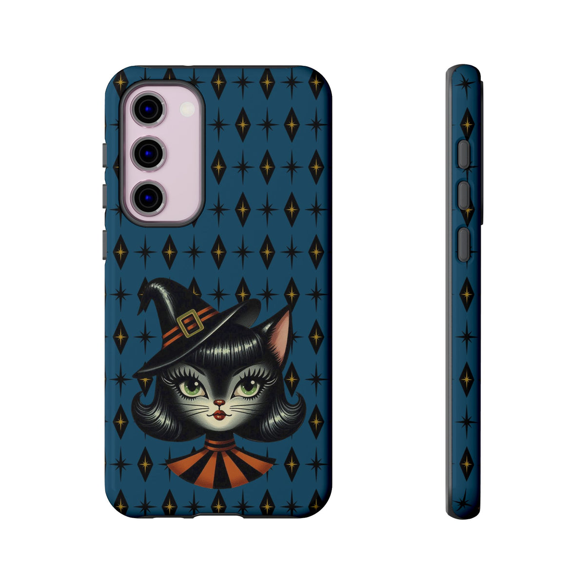 Vintage Halloween Black Cat Sexy Sexton Mid Century Modern Blue Tough Phone Case