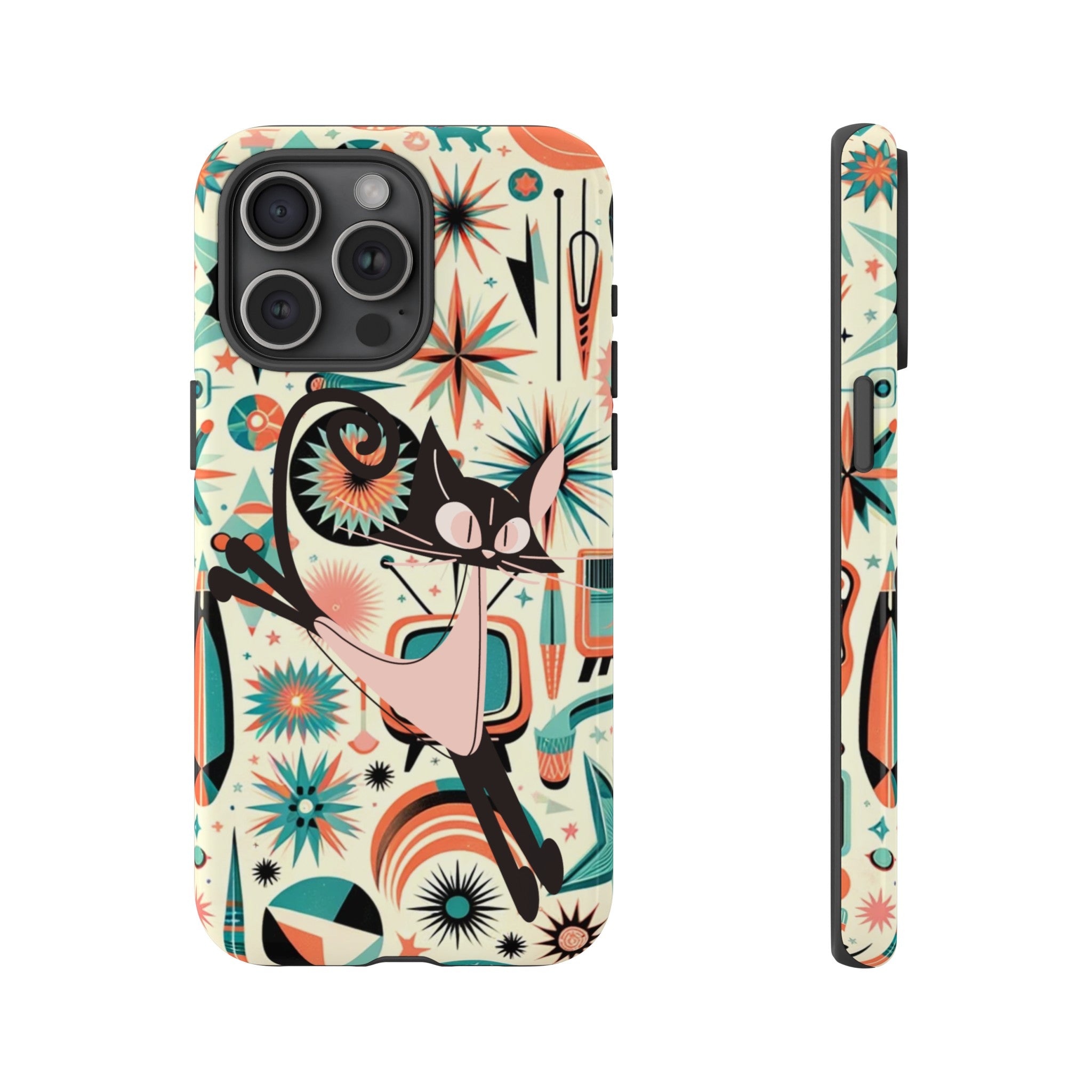 Atomic Kitty Boomerang Space Kitty Mid Century Modern Samsung, Smart Phone, Tough Cases