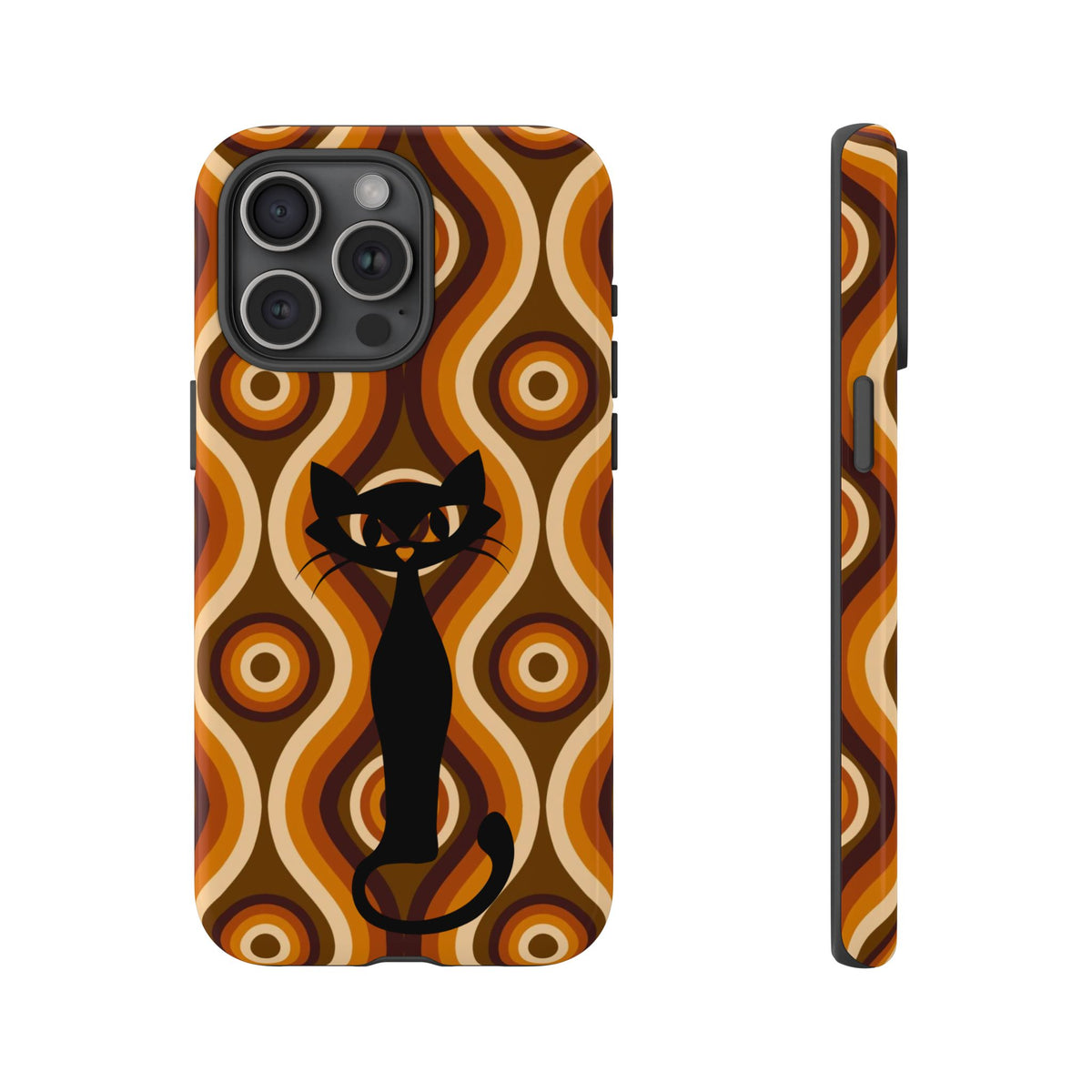 Retro Phone Case, Groovy Brown, Atomic Kitsch Cat Tough Smart Phone Cases