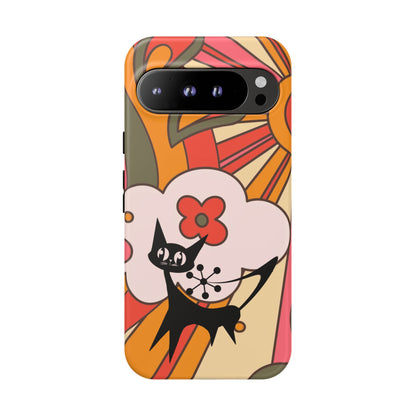 Atomic Cat, Retro Sunburst, Groovy Mod Smart Phone Tough Phone Cases