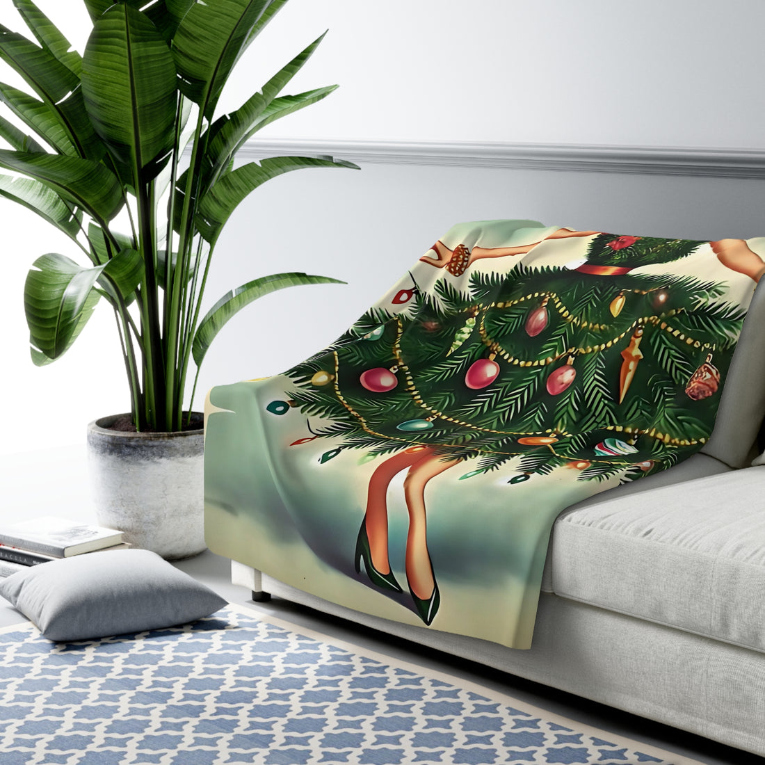 Franciscan Diamond Starburst, Vintage Holiday Kitsch 50s Mod Gal, Mid Century Modern  Fleece Winter Blanket