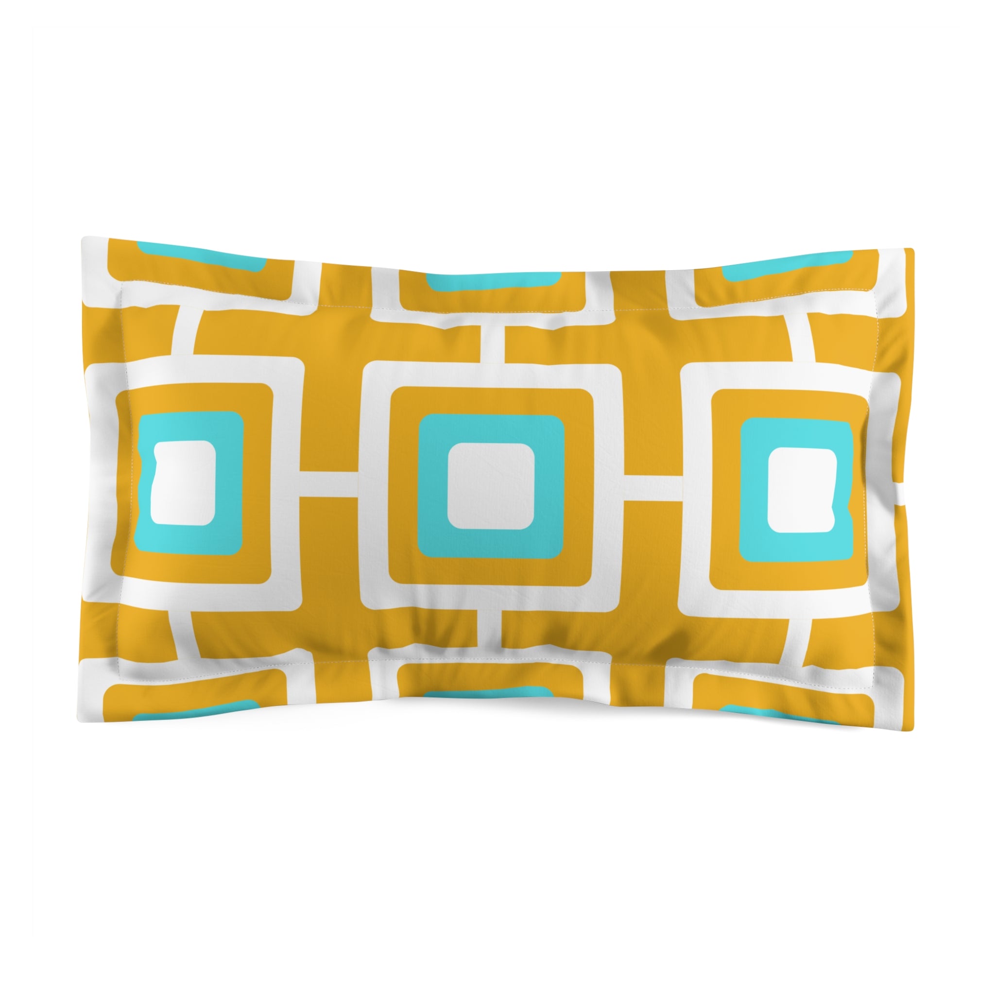 Mid Century Modern Mustard and Turquoise Geometric Retro MCM Home Microfiber Pillow Sham