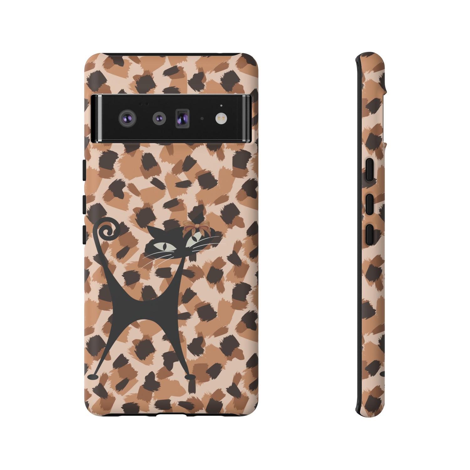 Mid Century Modern Atomic Cat, Animal Print Kitschy Trendy Smart Phone Tough Cases