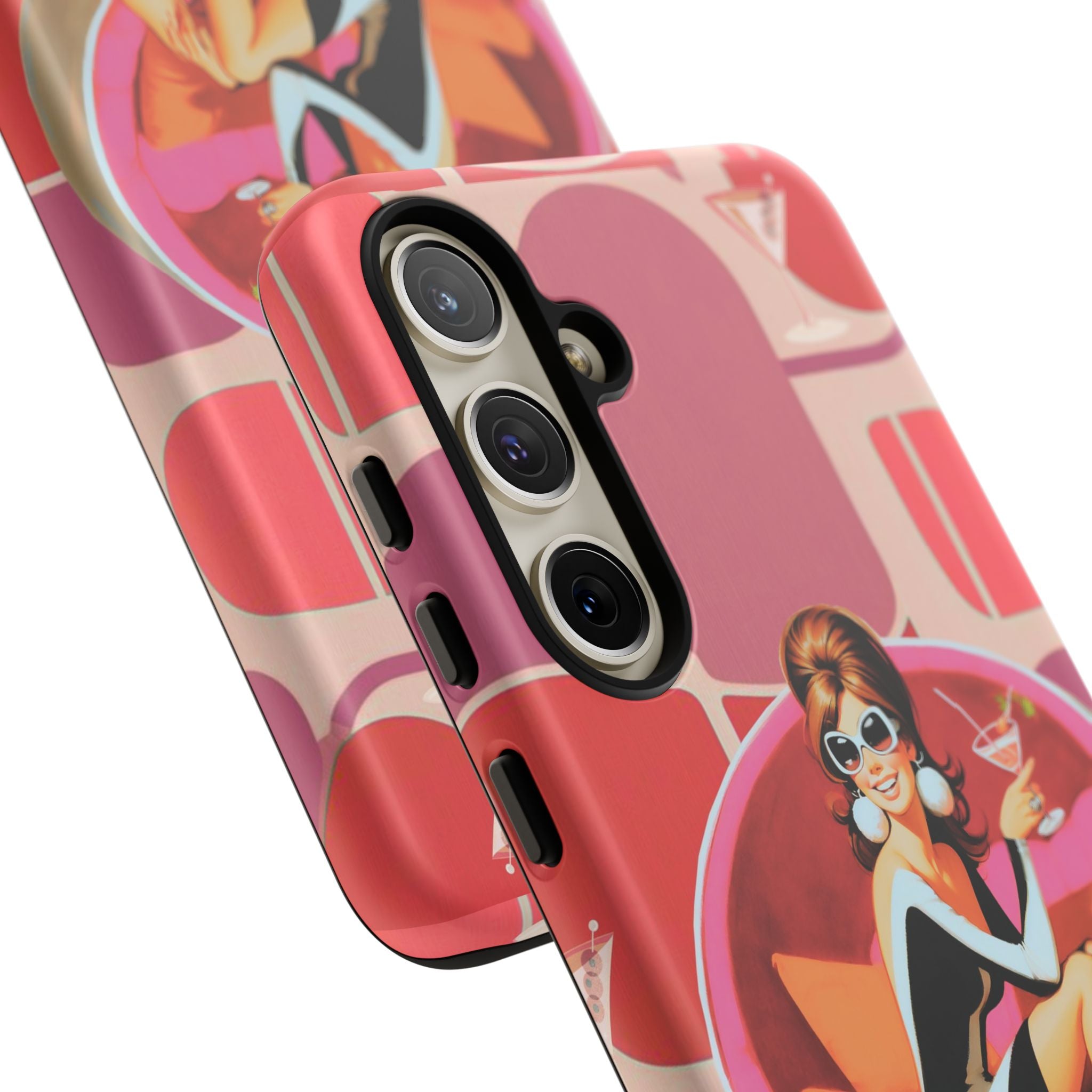 Mid Mod 60s Mod Gal, Kick Back Enjoy, Retro Chic Phone Case with Cocktail Design