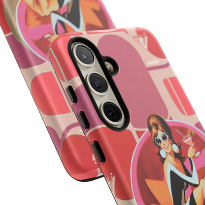 Mid Mod 60s Mod Gal, Kick Back Enjoy, Retro Chic Phone Case with Cocktail Design