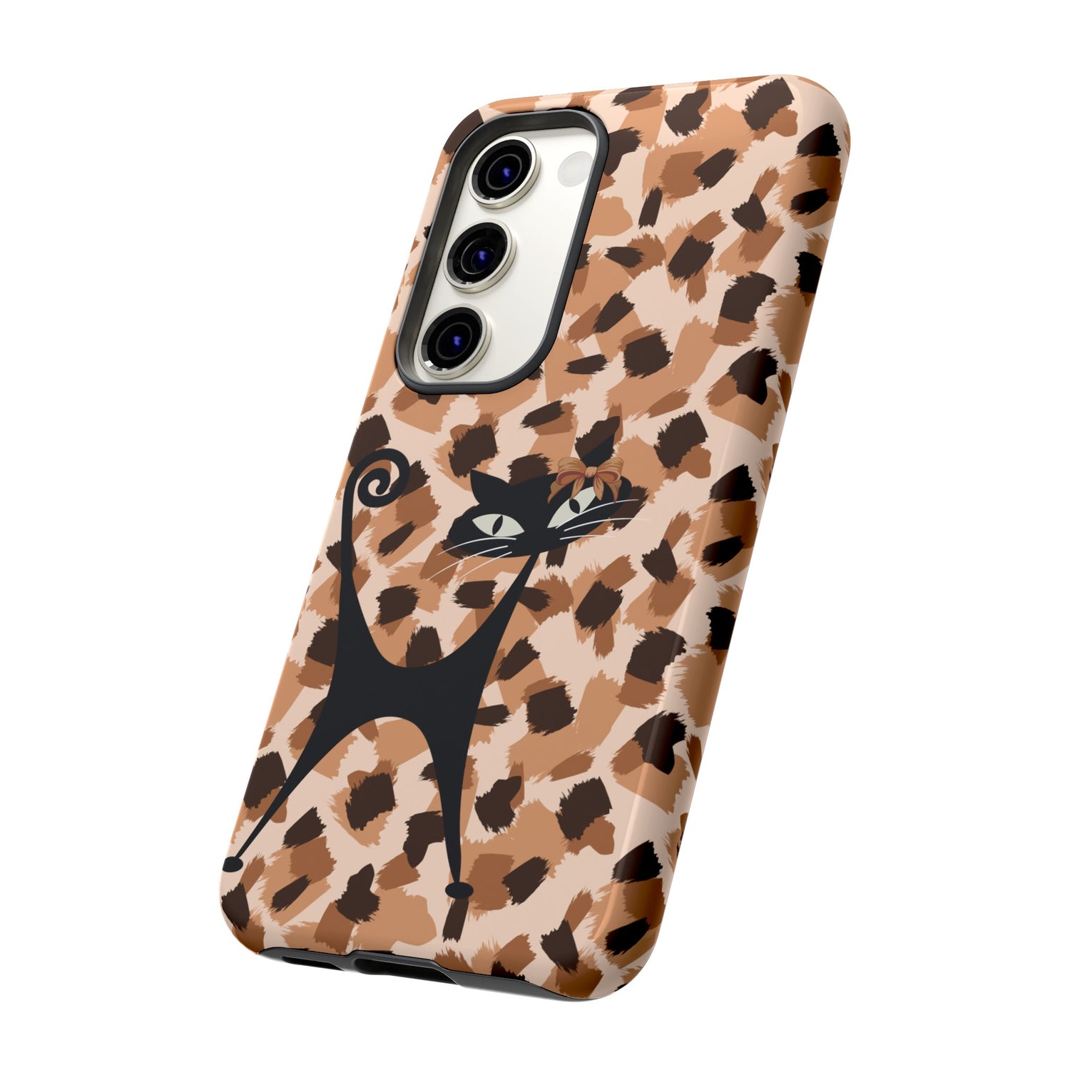 Mid Century Modern Atomic Cat, Animal Print Kitschy Trendy Smart Phone Tough Cases