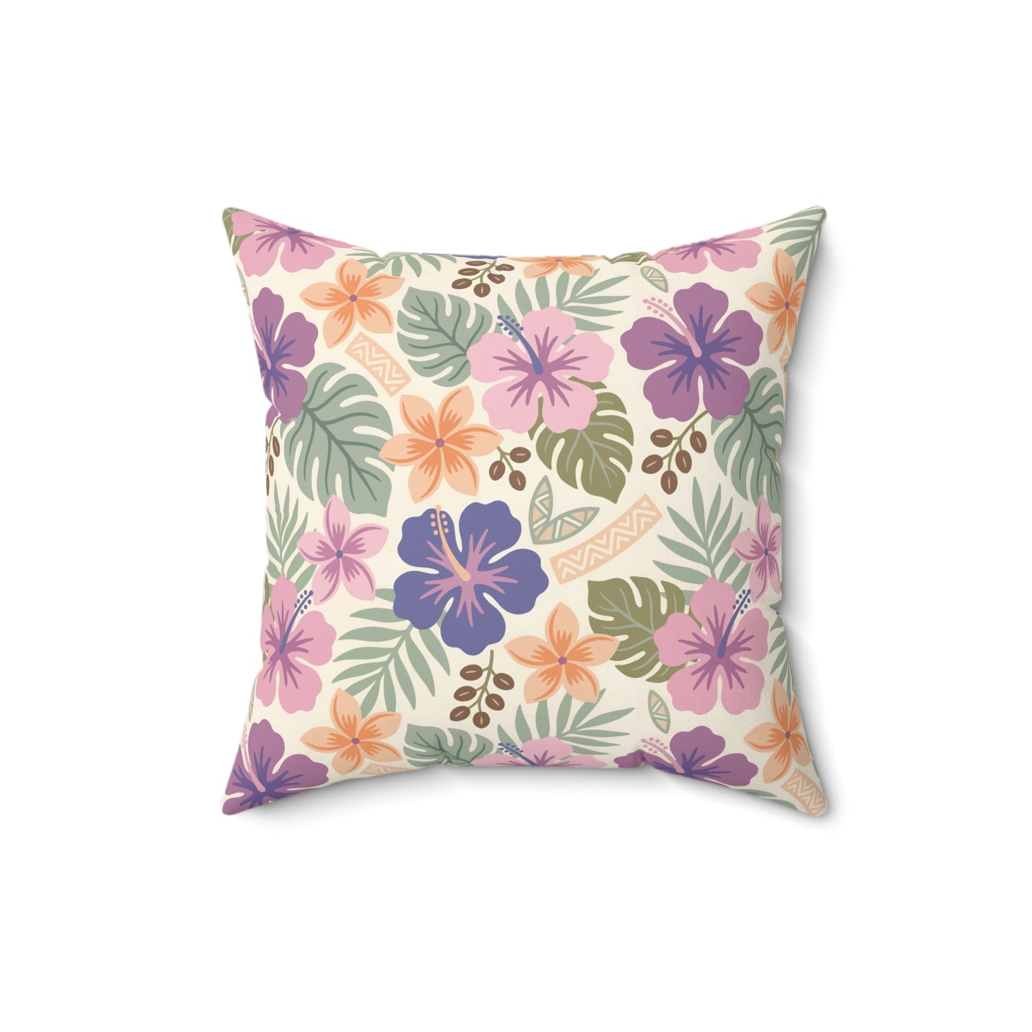 Retro Tropical Tiki Summer, Hawaiian Hibiscus Purple Pillow Cover and Insert - Mid Century Modern Gal