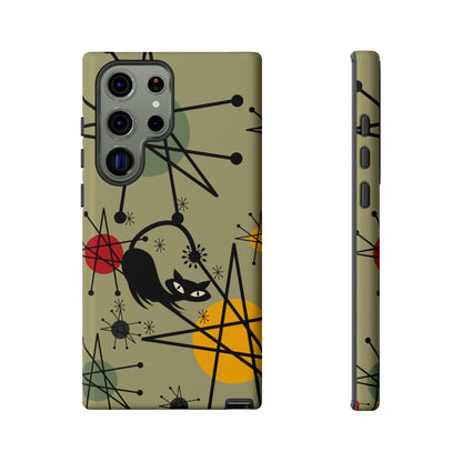 Mid Century Modern Atomic Cat, Retro Chic Groovy Mod Samsung, Smart Phone Tough Cases