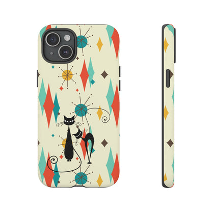 Atomic Kitty Cat, Mid Mod Franciscan Pattern, Kitsch Tough Phone Cases