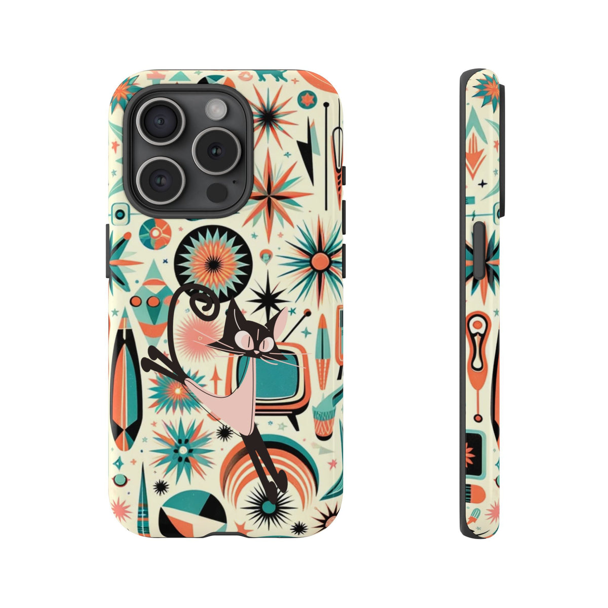 Atomic Kitty Boomerang Space Kitty Mid Century Modern Samsung, Smart Phone, Tough Cases