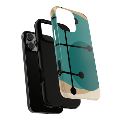Mid Century Mod, Geometric, Retro Beige Teal Blue, Smart Phones Tough Phone Cases