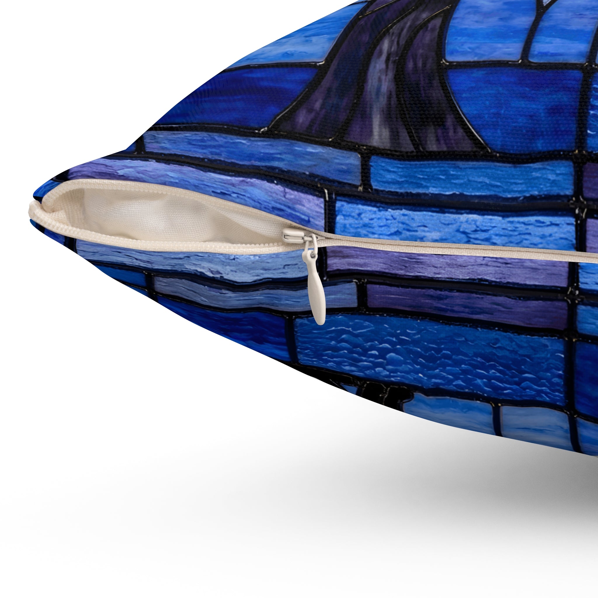 Halloween Stained Glass Inspired Night Sky Black Cat Pillow Cover and Insert - Mid Century Modern Gal