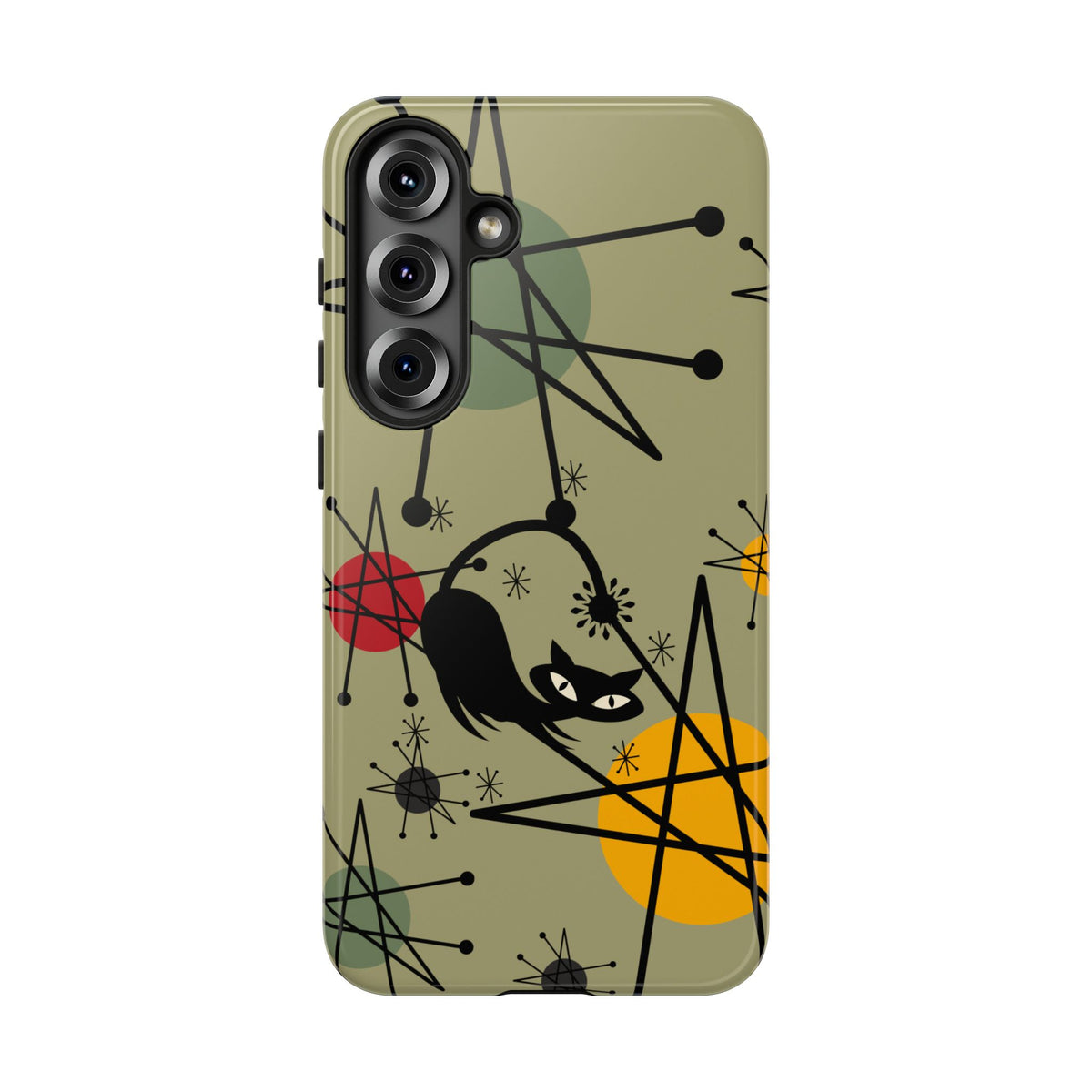 Mid Century Modern Atomic Cat, Retro Chic Groovy Mod Samsung, Smart Phone Tough Cases