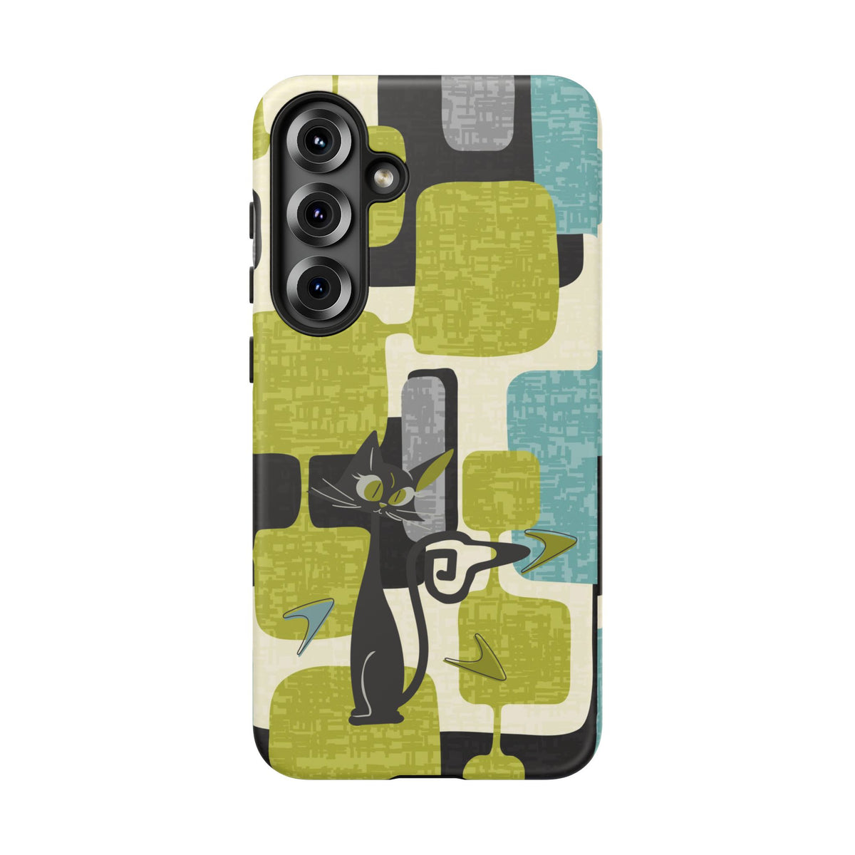 Mid Century Modern Geometric Kitschy Cat, Boomerang Retro Smart Phone Tough Cases
