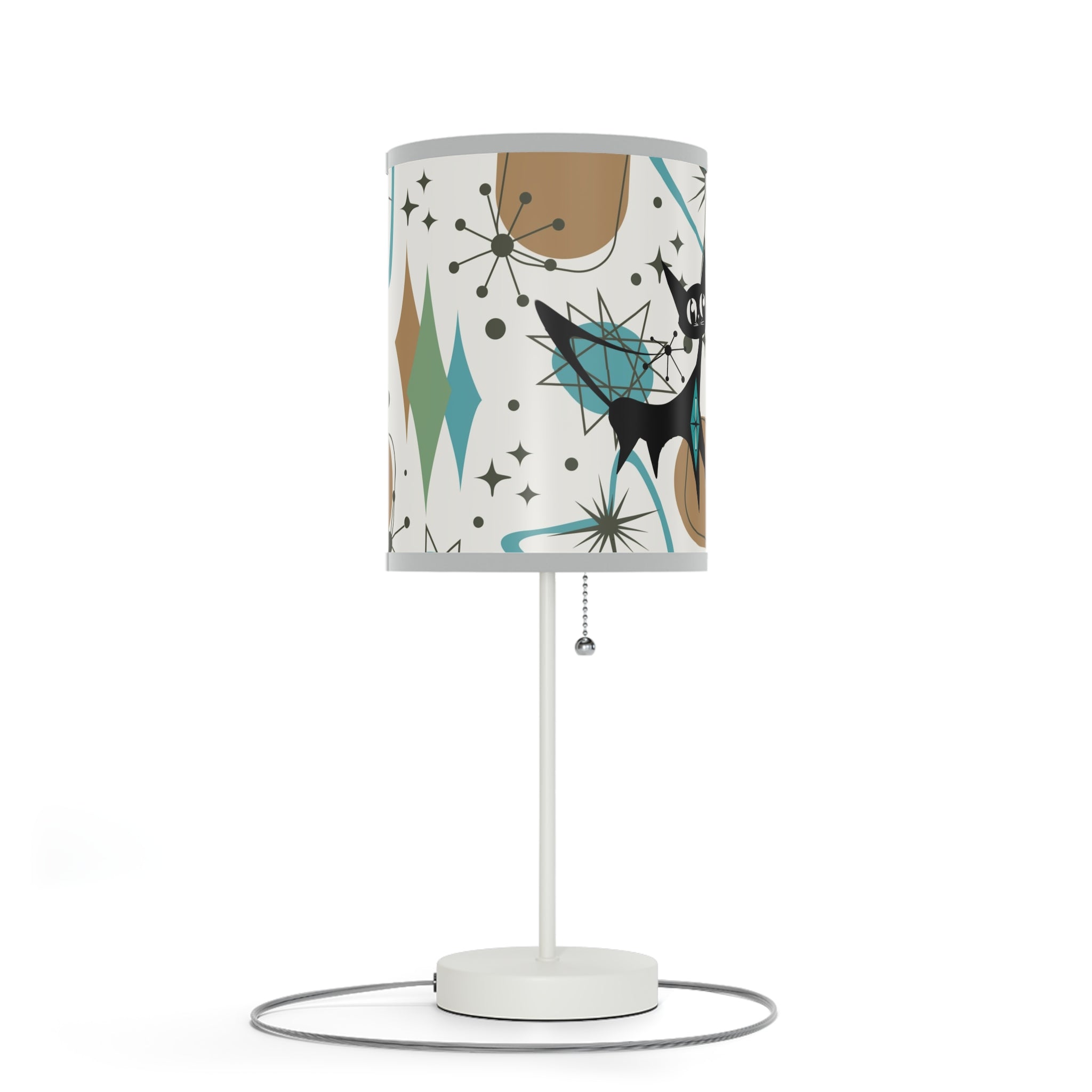 Mid Century Modern Table Lamp, Atomic Kitschy Cats, Starbursts Boomerang Themed Table Lamp - Mid Century Modern Gal