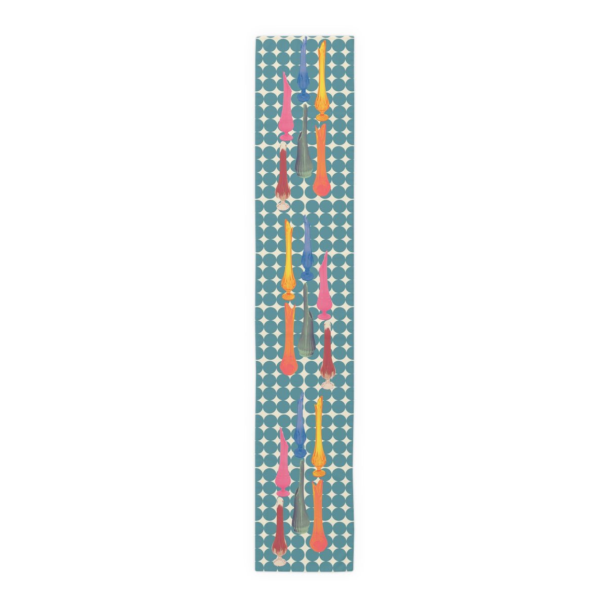 Mid Century Modern Swung Glass Retro Dots, Colorful Patterned Table Runner for Festive Dining - Mid Century Modern Gal