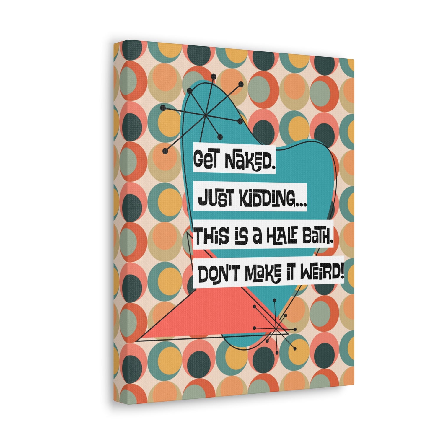 Funny Bathroom Art, Mid Century Modern Kitschy Style, Get Naked, MCM Wall Art