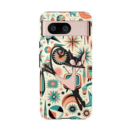 Atomic Kitty Boomerang Space Kitty Mid Century Modern Samsung, Smart Phone, Tough Cases