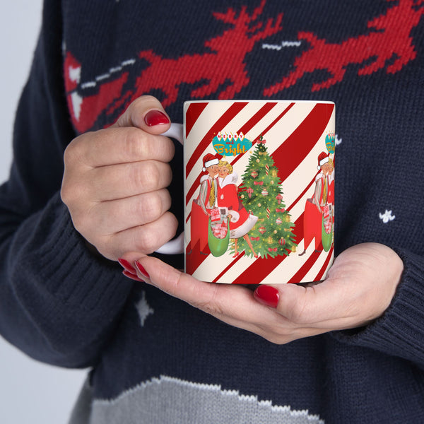 Festive Christmas Mug, Holiday Gift, Hot Cocoa Cup, Cheerful Coffee Mug, Winter Wonderland Drinkware, Seasonal Decoration
