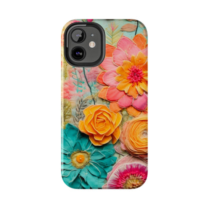 Boho Retro Floral Faux Pressed Flowers Smart Phone Tough Phone Cases