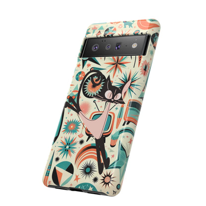 Atomic Kitty Boomerang Space Kitty Mid Century Modern Samsung, Smart Phone, Tough Cases