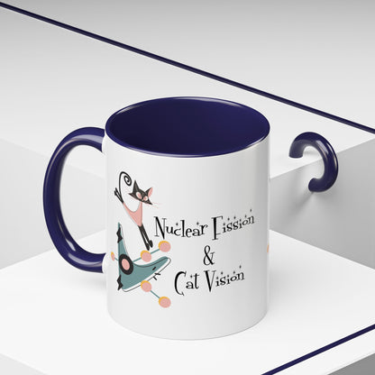 Atomic Cat Coffee Tea Mug, Mid Century Modern Boomerang, Space Age Atomic Drinkware For Cat And Coffee Lovers - Mid Century Modern Gal