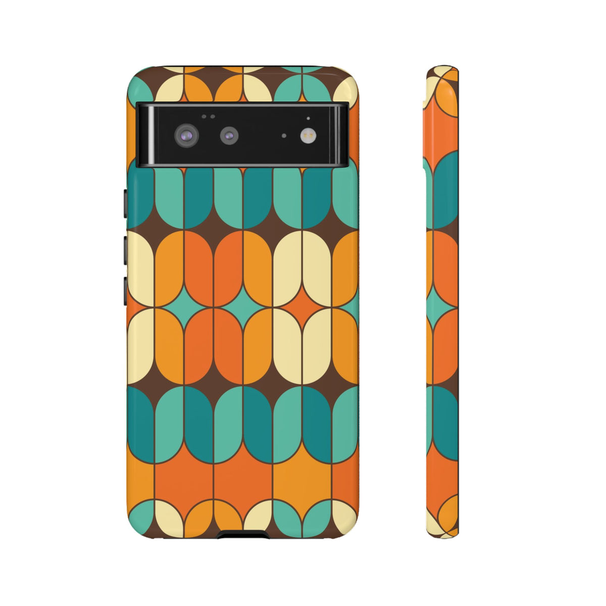 Mid Century Modern Orange, Teal Geometric Mod Designed Tough Phone Case