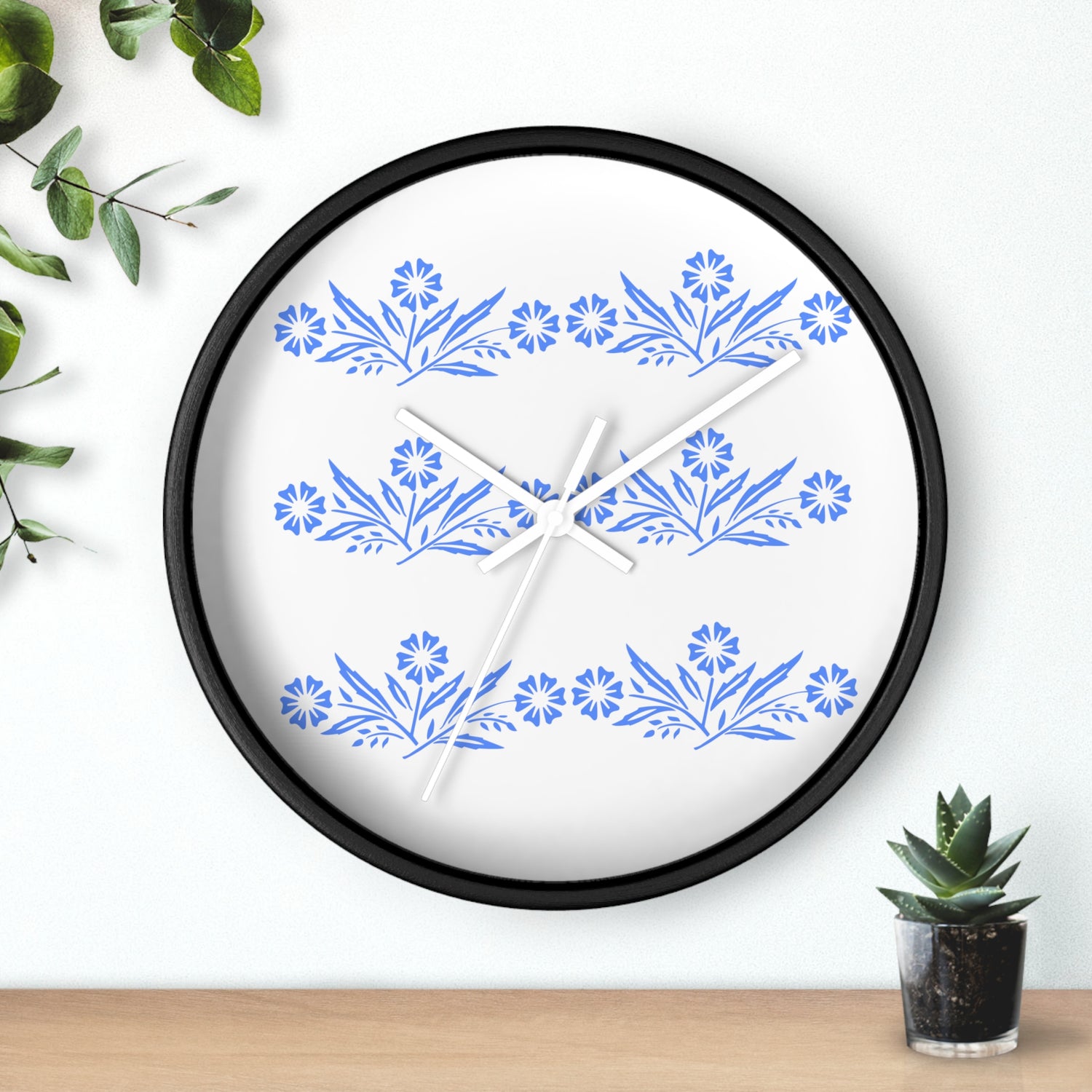 Blue Cornflower Corningware Inspired Kitschy Kitchen Wall Clock